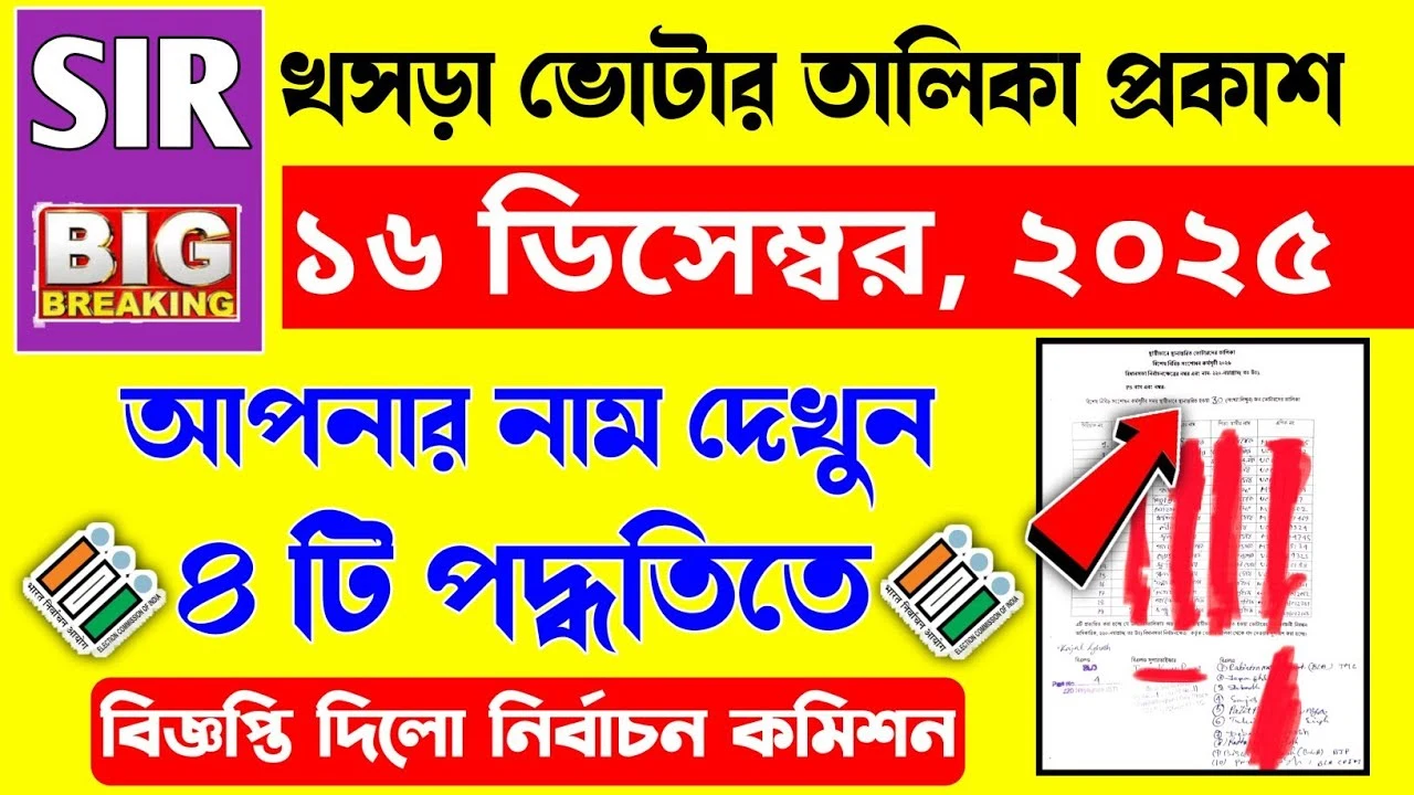 West Bengal SIR Latest Update | SIR Draft List Published